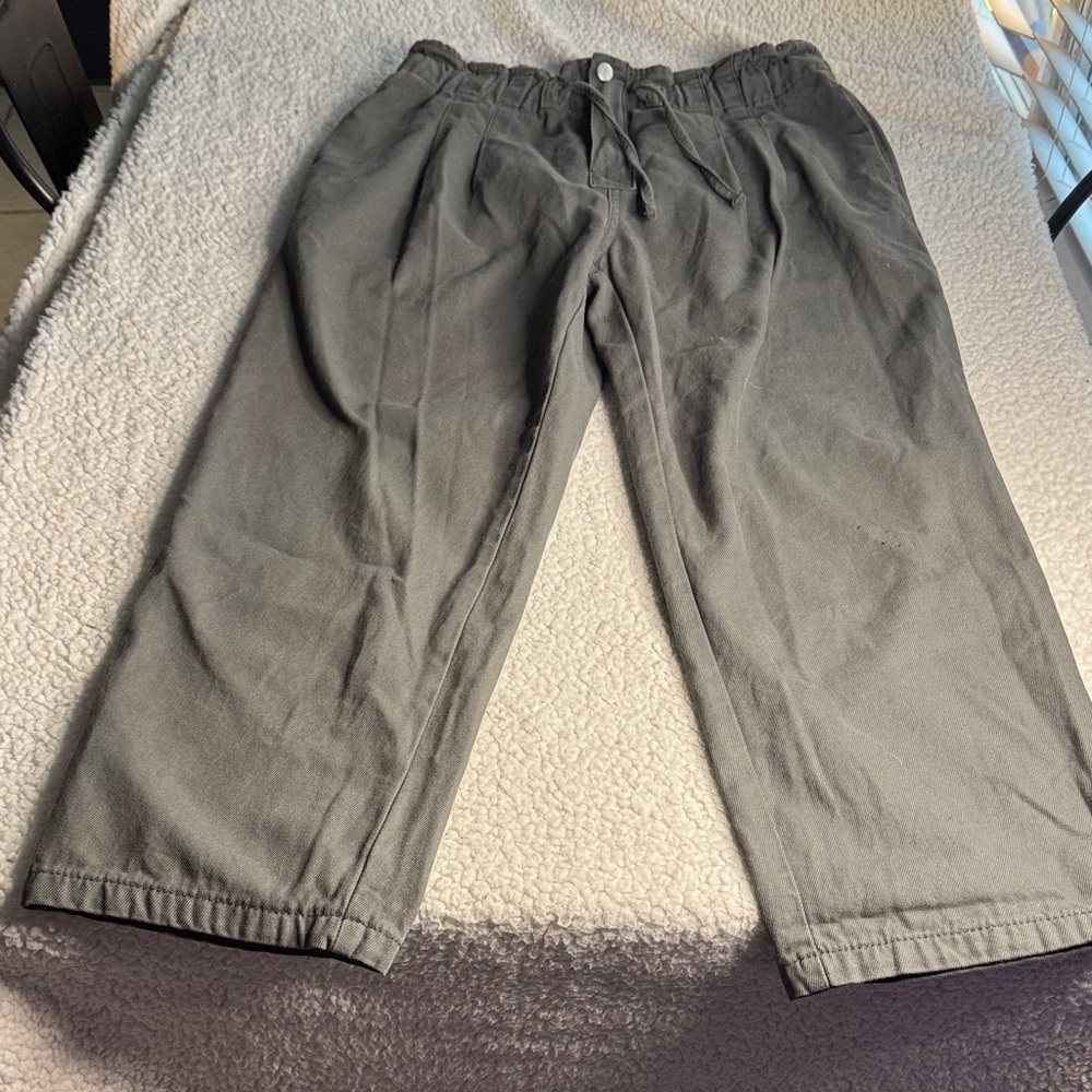 Listicle Women's Gray High Rise Paper Bag Waist Straight Leg Pants